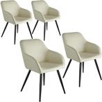 Set van 4 eetkamerstoelen Marilyn stof, zwarte poten - crème, Huis en Inrichting, Stoelen, Verzenden, Nieuw