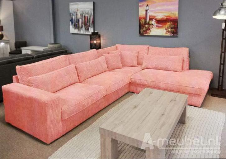 Hoekbank Ijsselstein - hoekbanken - Roze, Huis en Inrichting, Banken | Sofa's en Chaises Longues, Nieuw, Stof