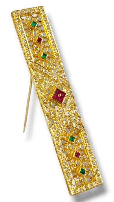 Broche - 18 karaat Geel goud, Prachtige Art Deco 18k gouden, Sieraden, Tassen en Uiterlijk, Antieke sieraden