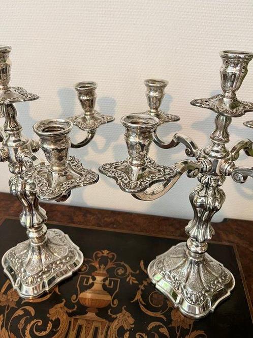 José Amor - Kandelaber (2) - .915 zilver - Paar kandelaars, Antiek en Kunst, Antiek | Goud en Zilver