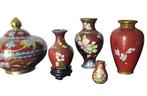 Collectie van 7 cloisonné vazen Totaal bruin - China -, Antiek en Kunst