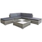 vidaXL 6-delige Loungeset met kussens poly rattan grijs, 6 zitplaatsen, Nieuw, Loungeset, Verzenden