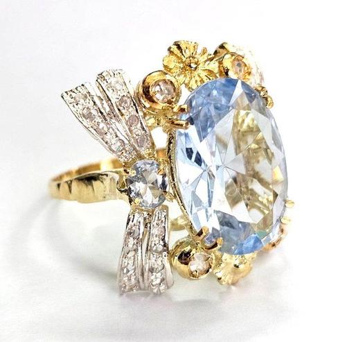 Zonder Minimumprijs - Ring - 9 kt. Geel goud, Zilver -, Sieraden, Tassen en Uiterlijk, Ringen