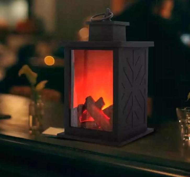 LED lantaarn - Flame effect - Met timer - Op batterijen, Hobby en Vrije tijd, Elektronica-componenten, Nieuw, Ophalen of Verzenden