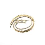 Bicolor gouden broche met diamant | 0,08 ct. (witgoud), Sieraden, Tassen en Uiterlijk, Broches, Gebruikt, Overige kleuren, Ophalen of Verzenden