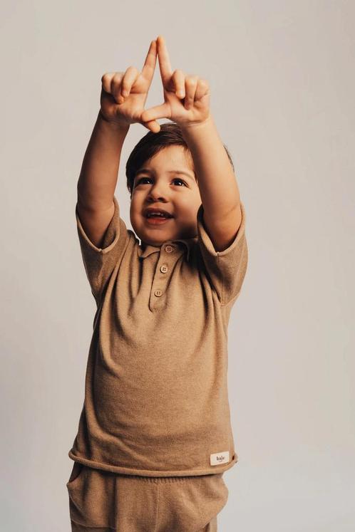 Mackay polo taupe  Baje Studio Maat 50, Kinderen en Baby's, Babykleding | Maat 56, Nieuw, Ophalen of Verzenden