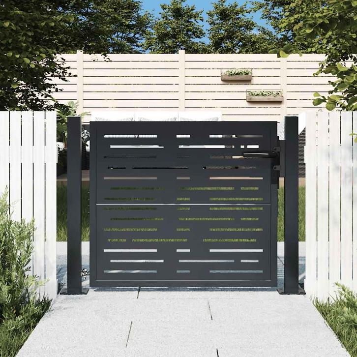 vidaXL Poort 100x75 cm met vierkantontwerp staal, Tuin en Terras, Tuinpoorten, Nieuw, Verzenden