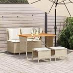 vidaXL 4-delige Tuinset met kussens poly rattan beige, 3 zitplaatsen, Nieuw, Tuinset, Verzenden