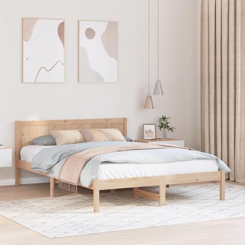vidaXL Bedframe 160x200 cm Massief Dennenhout, Huis en Inrichting, Slaapkamer | Bedden, 160 cm, 200 cm, Bruin, Tweepersoons, Nieuw