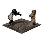 Geschutzt - sculptuur, Bambina con cane - 2.5 cm - Brons,, Antiek en Kunst, Antiek | Keramiek en Aardewerk