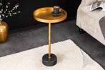 Ronde bijzettafel TRAYFUL 60cm goud ijzer zwart marmeren, Huis en Inrichting, Tafels | Sidetables, Ophalen of Verzenden, Nieuw