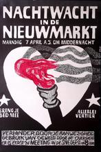 Poster over demonstratie bij de Nieuwmarkt (lijst optie), Verzamelen, Verzenden, Nieuw, Overige onderwerpen, Met lijst