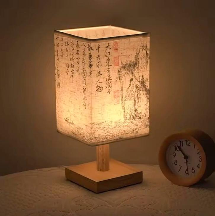 Chinese Tafellamp - Dimbare Lamp met USB aansluiting - LED, Huis en Inrichting, Lampen | Tafellampen, Nieuw, Hout, Stof, Verzenden