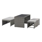 2 in 1 Polyrotan Loungeset Jamaika - Grijs, Tuin en Terras, Tuinsets en Loungesets, Verzenden, Nieuw