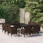 vidaXL 11-delige Tuinset poly rattan bruin, Meer dan 8 zitplaatsen, Nieuw, Tuinset, Verzenden