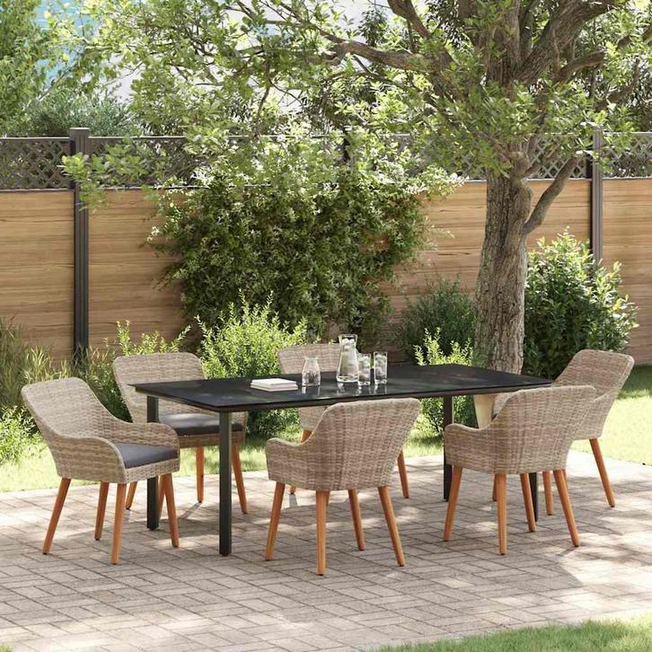vidaXL Eetkamerset Lichtgrijs Poly riet, Tuin en Terras, Tuinsets en Loungesets, Nieuw, Rotan, Verzenden