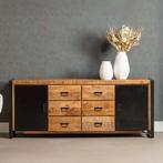 Dressoir Mangohout Nola 205 cm, Huis en Inrichting, Kasten | Dressoirs, Verzenden, Nieuw, 200 cm of meer, Industriële meubels