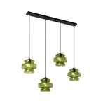 Retro hanglamp zwart met groen glas 4-lichts - Denise, Huis en Inrichting, Lampen | Hanglampen, Nieuw, Glas, Retro, 75 cm of meer