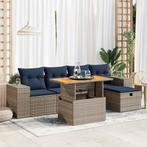 vidaXL 6-delige Loungeset met kussens poly rattan acacia, Verzenden, Nieuw, Rotan, Loungeset