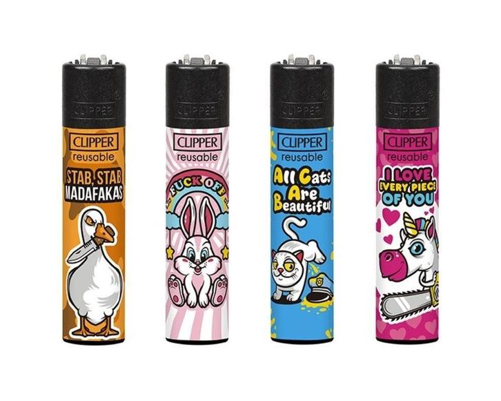 Clipper aansteker - Mix Slogan 7 - CP11 (4 stuks), Verzamelen, Rookartikelen, Aanstekers en Luciferdoosjes, Nieuw, Verzenden