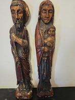 Beeldje, Houten religieuze beelden - Josef en Maria met kind, Antiek en Kunst