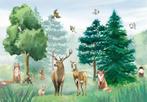 Bosdieren behang Herten, bosdieren fotobehang, Ook op maat, Nieuw, Wanddecoratie, Verzenden