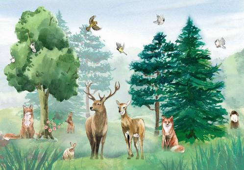 Bosdieren behang Herten, bosdieren fotobehang, Ook op maat, Kinderen en Baby's, Kinderkamer | Inrichting en Decoratie, Wanddecoratie