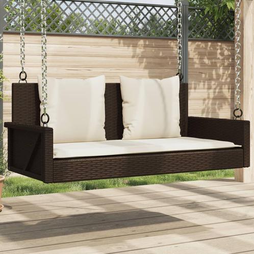 vidaXL Schommelbank met kussens 119x56x48 cm poly rattan, Tuin en Terras, Tuinbanken, Nieuw, Rotan, Verzenden