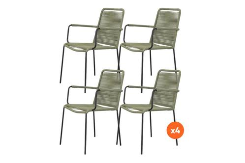 VDG Set van 4 - Denver Rope stapelbare stoel - Groen, Tuin en Terras, Tuinsets en Loungesets, Nieuw, Overige materialen, Verzenden