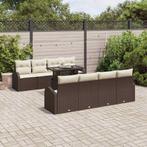 vidaXL Tuin Sofa Set met kussen met opslag 9 pcs Bruin Poly, Tuin en Terras, Tuinsets en Loungesets, Verzenden, Nieuw, Rotan