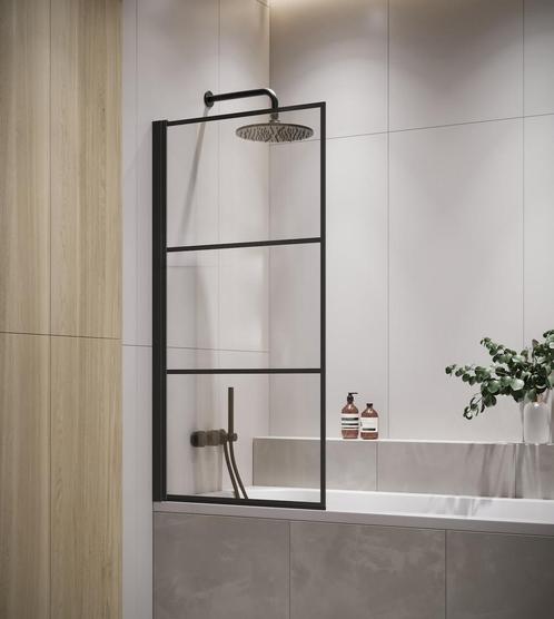 Badwand Berkan 70 x 140 cm Zwart Badscherm Draaibaar 5 mm, Doe-het-zelf en Verbouw, Sanitair, Nieuw, Bad, Verzenden