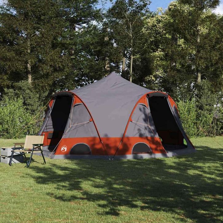 vidaXL Koepeltent met dak Grijs en Oranje 505 x 450 x 248 cm, Caravans en Kamperen, Tenten, Nieuw, Verzenden