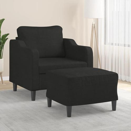 vidaXL Fauteuil met voetenbank 60 cm stof zwart, Huis en Inrichting, Banken | Bankstellen, Nieuw, Minder dan 150 cm, Stof, Eenpersoons