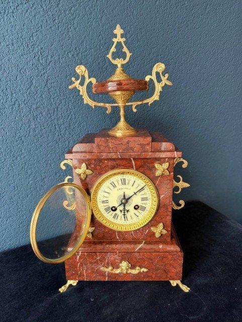 Klok Napoleon III Marmer, Brons, Messing - 1850-1900, Antiek en Kunst, Antiek | Klokken