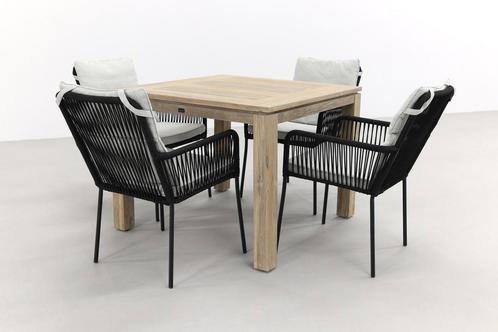 VDG Teresa black/Rome grey 100 cm. - tuinset 5-delig, Tuin en Terras, Tuinsets en Loungesets, Tuinset, Nieuw, Hout, Verzenden