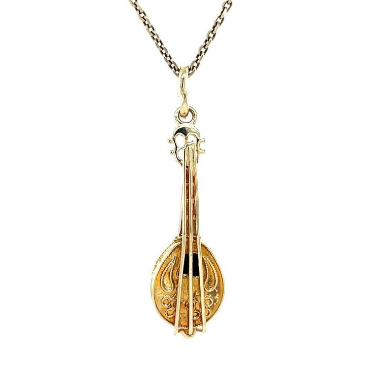 Gouden vintage mandoline hanger 14 kt, Sieraden, Tassen en Uiterlijk, Kettinghangers, Nieuw, Ophalen of Verzenden
