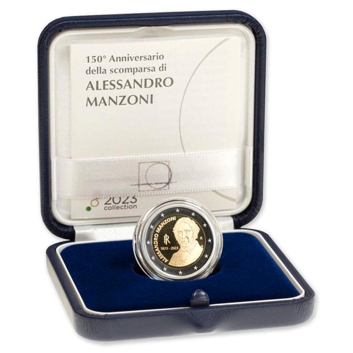 Italië 2 Euro Manzoni 2023 Proof, Postzegels en Munten, Munten | Europa | Euromunten, Verzenden