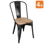 Stoelen | BISTRO | Hout/Staal | Houtlook | Zwart Frame |, Verzenden, Nieuw in verpakking