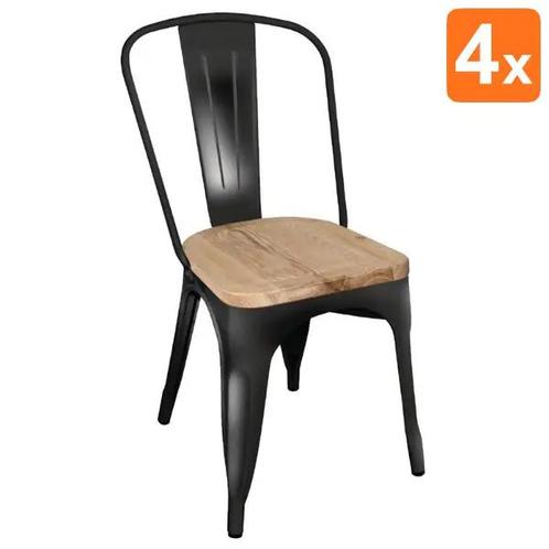 Stoelen | BISTRO | Hout/Staal | Houtlook | Zwart Frame |, Zakelijke goederen, Horeca | Keukenapparatuur, Nieuw in verpakking, Verzenden