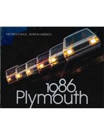 1986 PLYMOUTH PROGRAMMA BROCHURE ENGELS (USA), Nieuw, Porsche, Author