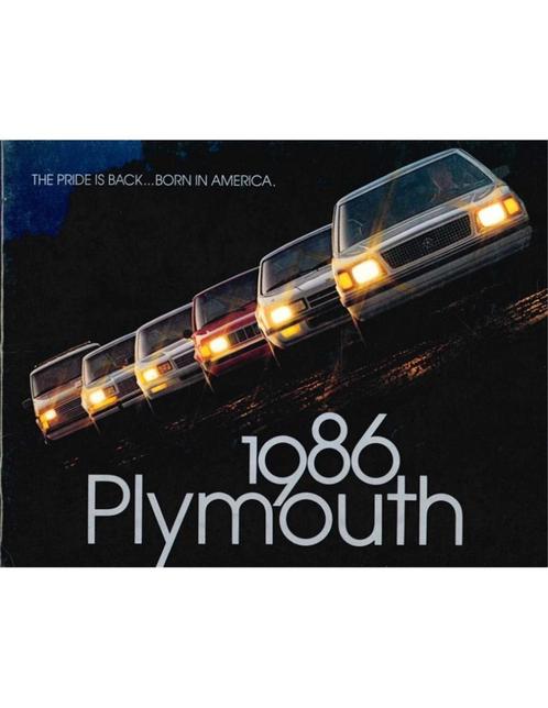 1986 PLYMOUTH PROGRAMMA BROCHURE ENGELS (USA), Boeken, Auto's | Folders en Tijdschriften, Porsche