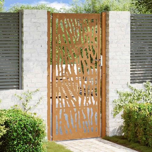 vidaXL Poort met sporenontwerp 105x205 cm weervast staal, Tuin en Terras, Tuinpoorten, Nieuw, Verzenden