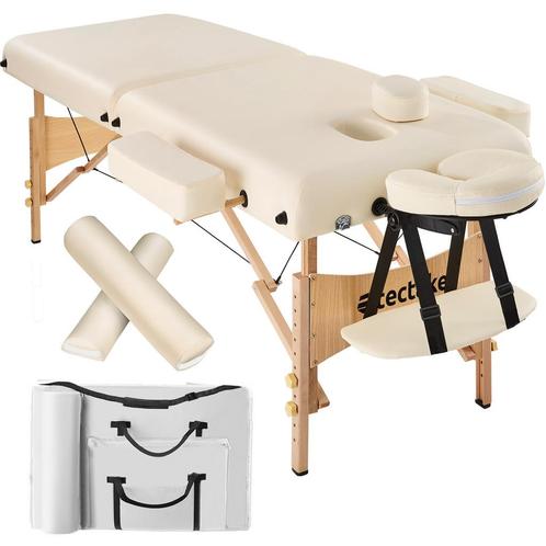 Massagetafel-set met 2 zones, 7,5cm matras en houten frame -, Sport en Fitness, Massageproducten, Verzenden