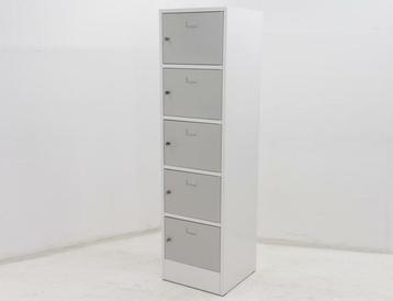 Lockerkast 5-deurs afsluitbaar 186x50x50cm - ombouw wit, beschikbaar voor biedingen
