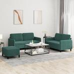 vidaXL 3-delige Loungeset fluweel donkergroen, Verzenden, Nieuw, Vierpersoons of meer, Stof