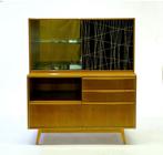 Vintage Highboard U-372/386 Jitona, Mid century, 100 tot 150 cm, Glas, 100 tot 150 cm