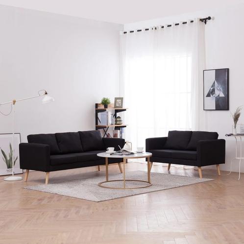 vidaXL 2-delig Bankstel stof zwart, Huis en Inrichting, Banken | Bankstellen, Nieuw, 150 tot 200 cm, Stof, Vierpersoons of meer