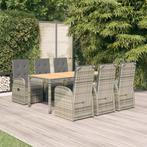 vidaXL 7-delige Tuinset met kussens poly rattan grijs, Tuin en Terras, Verzenden, Nieuw, Rotan, Tuinset