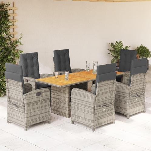 vidaXL 7-delige Tuinset met kussens poly rattan grijs, Tuin en Terras, Tuinsets en Loungesets, Tuinset, Nieuw, 6 zitplaatsen, Rotan