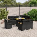 vidaXL 9-delige Loungeset met kussens poly rattan zwart, Tuin en Terras, Tuinsets en Loungesets, Verzenden, Nieuw, Rotan, Loungeset